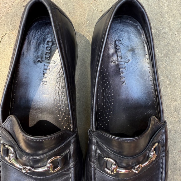 Cole Haan Black Slip-On Loafers with Silver Horsebit - Picture 7 of 12